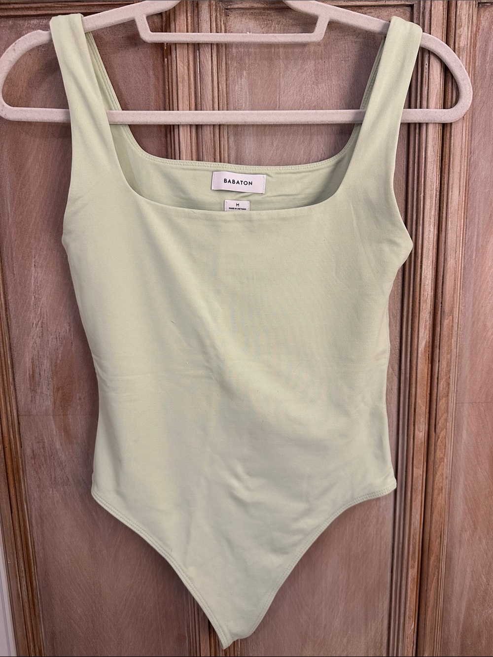 Aritzia Light Green Square Neck Bodysuit